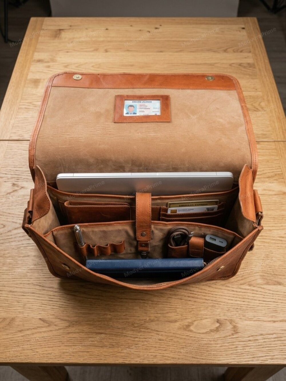 Berliner Ghent Leather Crossbody Messenger Bag, Fits Laptops - Picture 9 of 9
